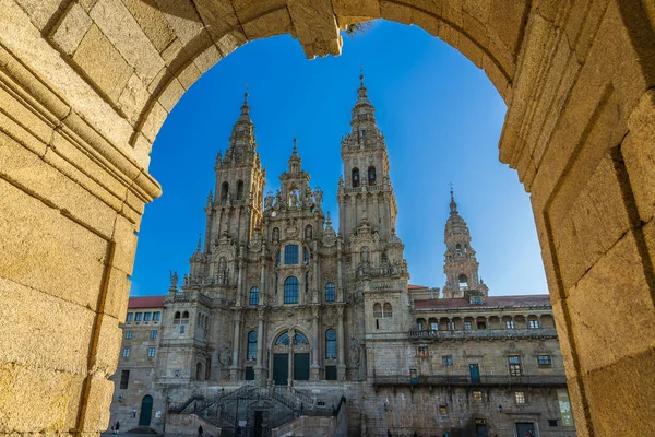 Utsikt Över Den Monumentala Katedralen Staden Santiago Compostela Galicien Högkvalitativt Royaltyfria Stockbilder