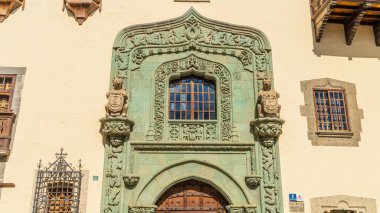Las Palmas, İspanya, 2 Kasım 2024. Las Palmas de Gran Canaria 'daki Columbus House. Kanarya Adaları. Yüksek kalite fotoğraf