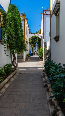Puerto de Mogan, İspanya, 5 Kasım 2024. Kanarya Adaları 'ndaki Puerto de Mogan' ın renkli sokakları. Yüksek kalite fotoğraf