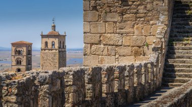 Extremadura, İspanya 'daki Trujillo Kalesi. Yüksek kalite fotoğraf
