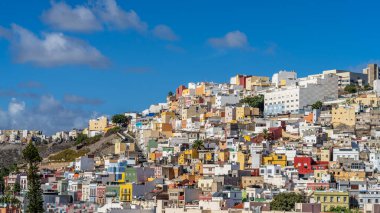 Las Palmas de Gran Canaria şehrindeki renkli evler. Kanarya Adaları. İspanya. Yüksek kalite fotoğraf