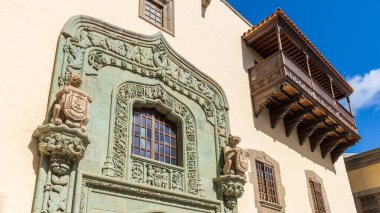 Las Palmas de Gran Canaria, Kanarya Adaları 'ndaki Casa de Colon cephesinin ayrıntıları. Yüksek kalite fotoğraf