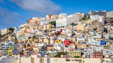 Las Palmas de Gran Canaria şehrindeki renkli evler. Kanarya Adaları. İspanya. Yüksek kalite fotoğraf