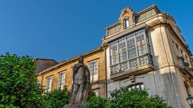 Santiago de Compostela 'daki Fonte Seca Meydanı, Galiçya, İspanya. Yüksek kalite fotoğraf
