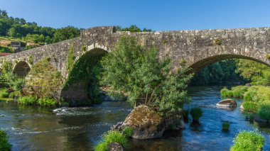 Ponte Maceira, A Coruna eyaletindeki güzel bir Galiçya köyü. Yüksek kalite fotoğraf