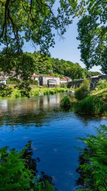 Ponte Maceira, A Coruna eyaletindeki güzel bir Galiçya köyü. Yüksek kalite fotoğraf