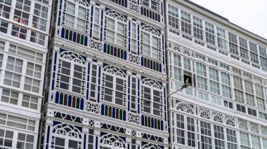 Galiçya 'nın A Coruna şehrindeki modernist bina. Yüksek kalite fotoğraf