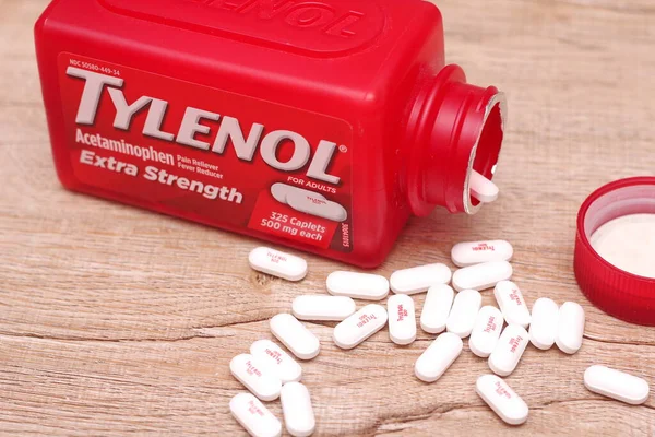 Washington Usa October 2022 Bottle Tylenol Extra Strength Many Pills — Stock Photo, Image