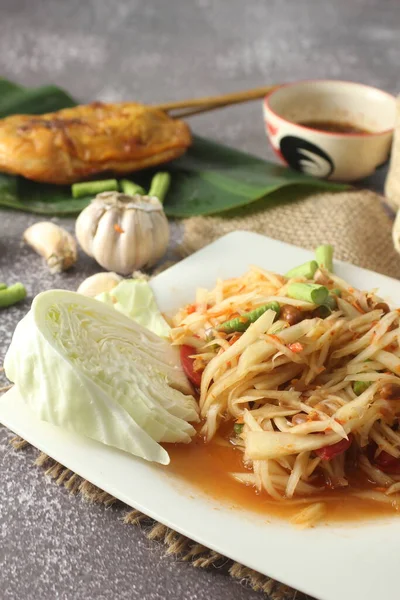Popular Thai Food Popular Street Food Papaya Salad What Called — Stock Photo, Image