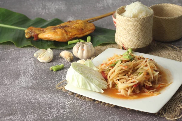 Popular Thai Food Popular Street Food Papaya Salad What Called — Foto de Stock
