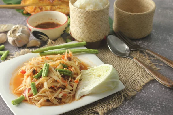 Popular Thai Food Popular Street Food Papaya Salad What Called —  Fotos de Stock