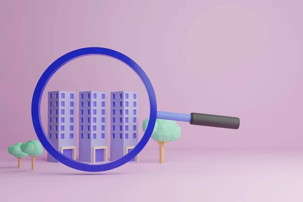 Magnifying Glass Magnify Condominium Apartment Residence Models High Rise Housing — Stock Fotó