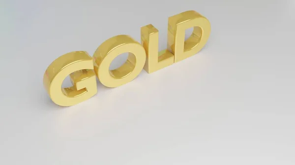 白い背景に金色の単語の金 3Dレンダリング図 — ストック写真