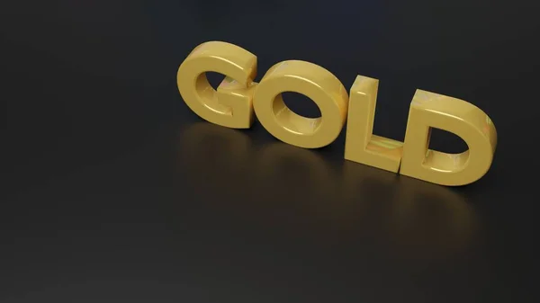 Render Gold Sold Text Black Background Reflection — Foto Stock