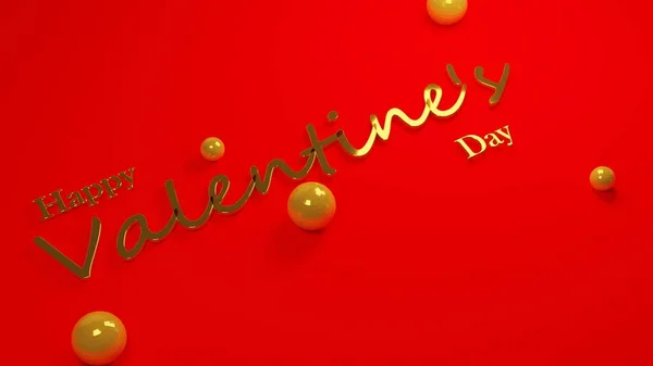 Valentine Day Red Background Gold Lettering Render Red Backdrop Valentine — Foto Stock