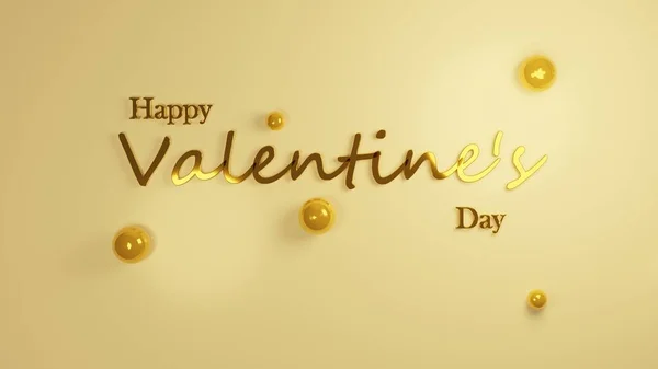 Valentine Day Background Gold Balls Rendering — Foto Stock