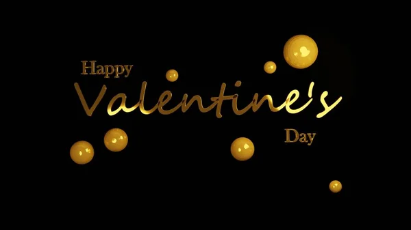 Happy Valentines Day Gold Balls Black Background Valentines Luxury Black — Foto Stock