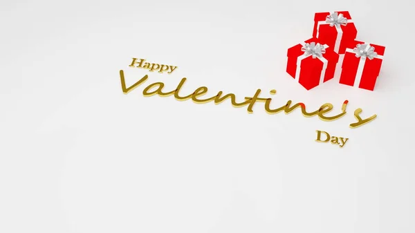Golden Lentine Lettering White Background Red Gift Box Valentine Day — Foto Stock