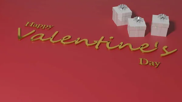 Happy Valentine Day Gift Boxes Red Background Render — ストック写真