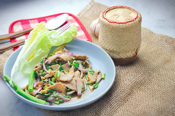 Ensalada Carne Asada Rodajas Comida Isaan Tailandia Comida Local Tailandia — Foto de Stock