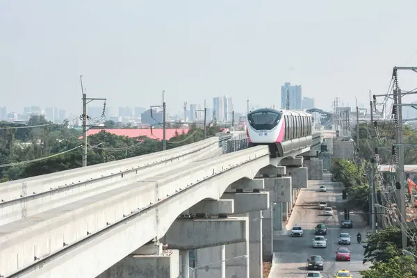 Bangkok Thailand January 2024 Modern High Speed Train Expressway Stok Foto Bebas Royalti
