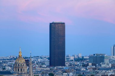 Bu manzara fotoğrafı Avrupa 'da, Fransa' da, Fransa 'da, Paris' te, yazın çekildi. Amerikan Katedrali 'ni, Invalides' i ve güneşin altındaki Montparnasse Kulesi 'ni görüyoruz..