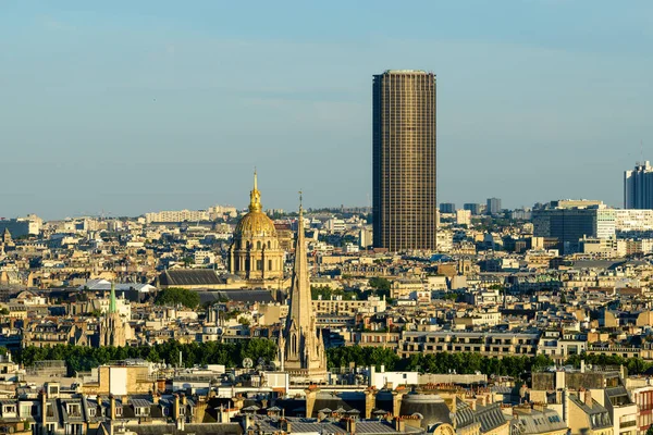 stock image This landscape photo was taken, in Europe, in France, in ile de France, in Paris, in summer. We see the American Cathedral, the Invalides and the Montparnasse tower, under the Sun.