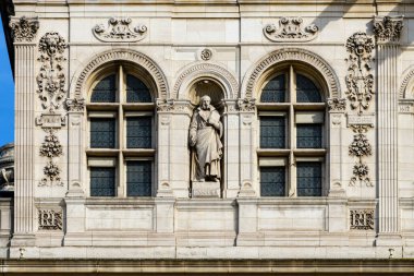 Bu manzara fotoğrafı Avrupa 'da, Fransa' da, Fransa 'da, Paris' te, Seine nehrinin kıyısında, yazın çekildi. Belediye binasını görüyoruz, güneşin altında..