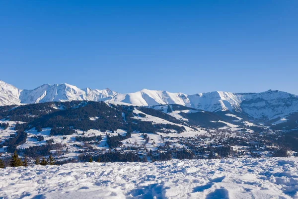 사진은 겨울에 알프스 산맥에 프랑스의 사보이에 론알프라는 곳에서 것입니다 우리는 — 스톡 사진