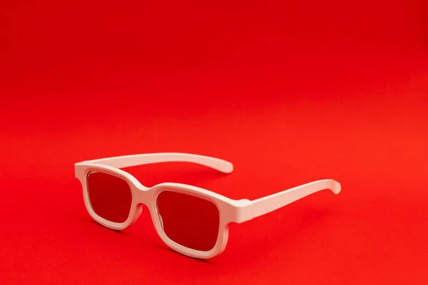 Óculos Filme Aros Brancos Fundo Brilhante — Fotografia de Stock