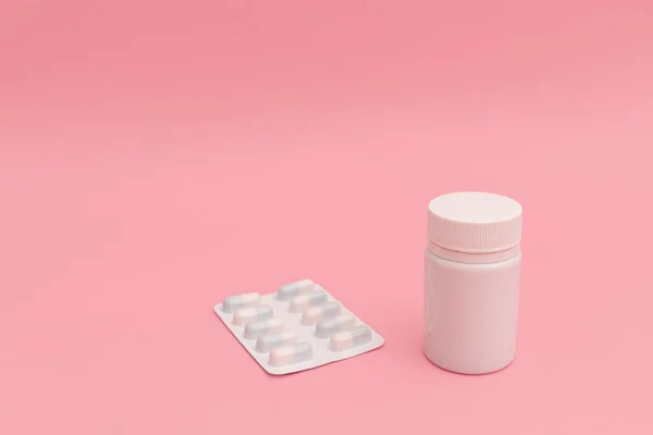 Medicine Pills Pink Background — Stock Photo, Image