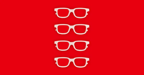 Collage of multiple frames for white eyeglasses, promotional collage of eyeglasses