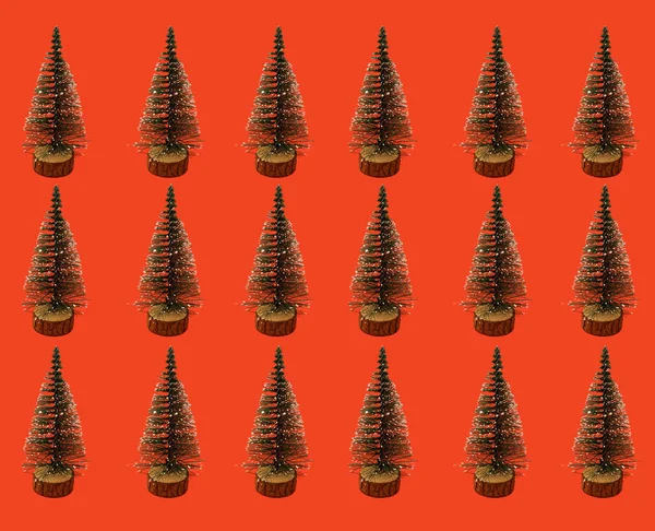 Weihnachtsbäume Einer Collage Roter Hintergründe — Stockfoto