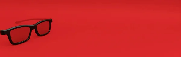 Rode Banner Met Bril Voor Bioscoop — Stockfoto