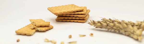 Cookies Wheat White Background Banner — Stock Photo, Image