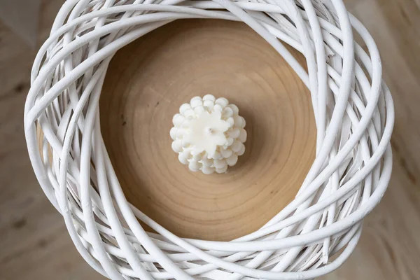 stock image White wax woven candle