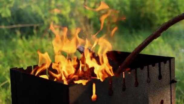 Вугілля Мангалі Шляху Повільний Рух Вогню — стокове відео