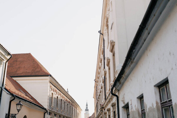 Old architectural buildings on the streets of Slovakia
