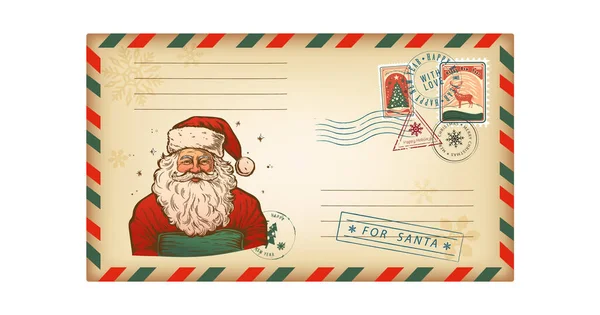Letter Envelope Santo Kraus Retro Style Christmas Greeting Card Vector — Stock Vector
