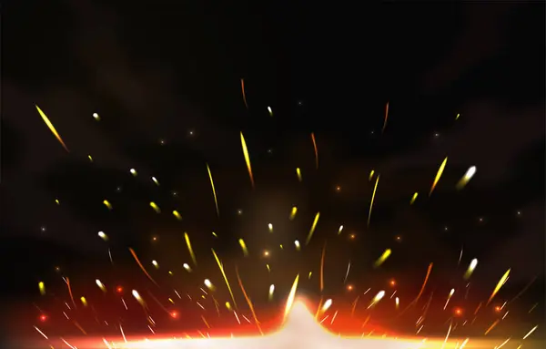 Темном Фоне Вспыхивает Пламенный Огонь Летят Вверх — стоковый вектор