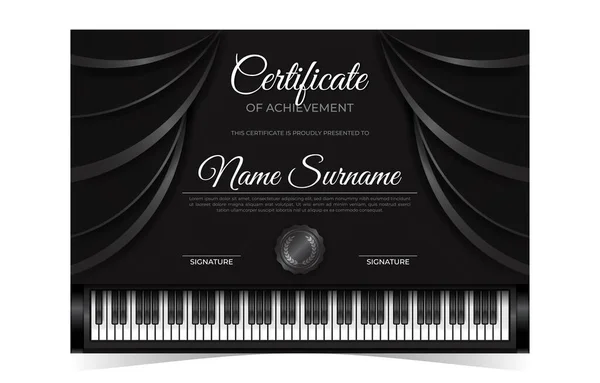 Luxury Realistic Thematic Music Piano Professional Certifica — Stock Vector