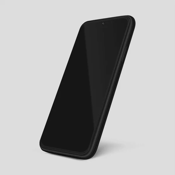 フロントビューの空白のねじが付いている黒い3D現実的な電話のモックアップ フレーム — ストックベクタ