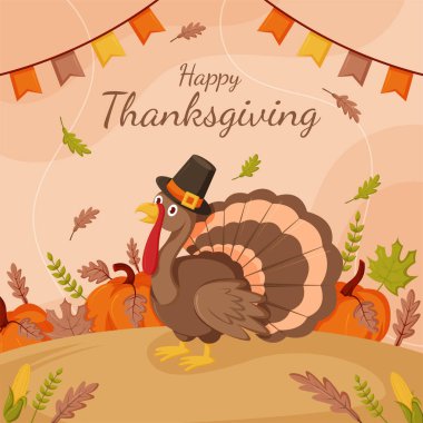 Şükran Günün kutlu olsun Hindi ve Balkabağımla