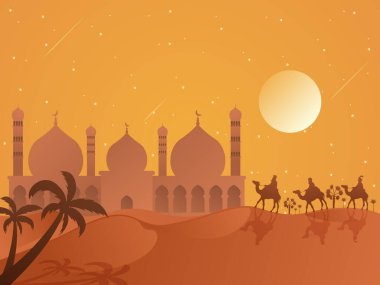 Çöl ve Cami ile Ramazan Arkaplanı