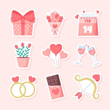 Sevimli Basit Sevgililer Günü Çıkartma Koleksiyonu