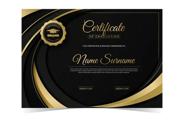 Modern Siyah Altın Sertifika Şablonu