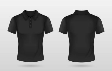 3D Gerçekçi Siyah Polo Gömlek Model Şablonu