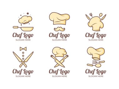 Düz Aşçı Logo Şablonu Koleksiyonu