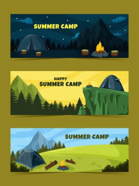 Yaz Kampı Sancak Şablonları Koleksiyonu