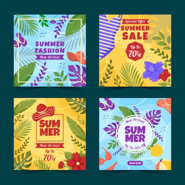 Yaz Satışı Sosyal Medya Posta Şablonu Koleksiyonu